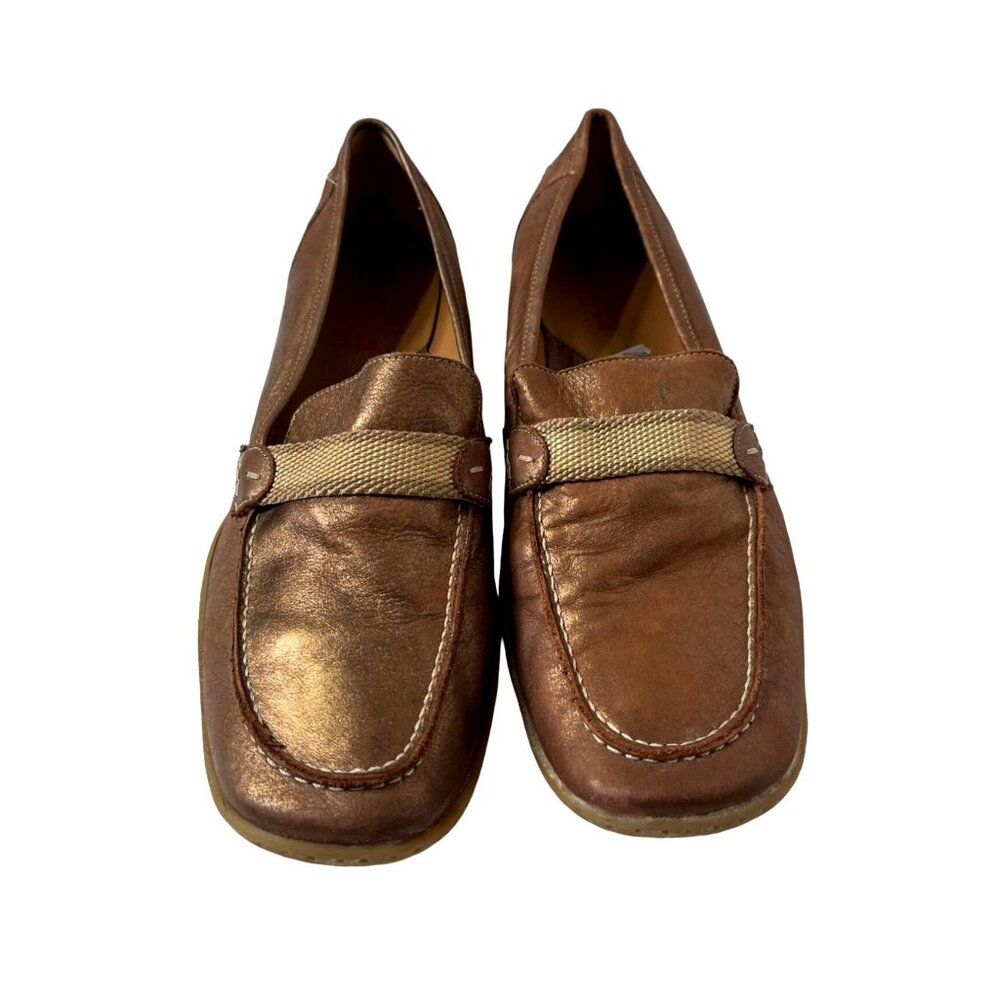Leather Loafer Shoes Metallic Bronze Made in Italy Size 11M Sesto Meucci